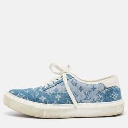 Louis Vuitton Blue Monogram Denim Lace Up Sneakers Size 41.5