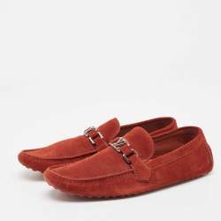 Louis Vuitton Red Suede Hockenheim Loafers Size 45