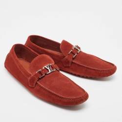 Louis Vuitton Red Suede Hockenheim Loafers Size 45