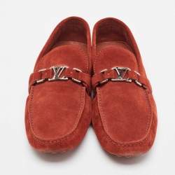 Louis Vuitton Red Suede Hockenheim Loafers Size 45