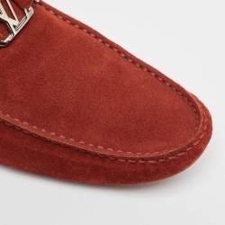 Louis Vuitton Red Suede Hockenheim Loafers Size 45