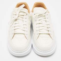 Pre Owned Louis Vuitton White/Brown Monogram Leather Beverley Sneakers Size 41.5