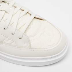 Pre Owned Louis Vuitton White/Brown Monogram Leather Beverley Sneakers Size 41.5