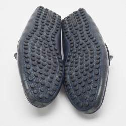 Pre Owned Louis Vuitton Navy Blue Leather Hockenheim Loafers Size 43