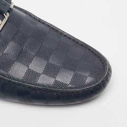 Pre Owned Louis Vuitton Navy Blue Leather Hockenheim Loafers Size 43