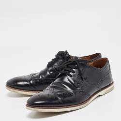Pre Owned Louis Vuitton Black Brogues Leather Lace Up Derby Size 43