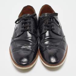 Pre Owned Louis Vuitton Black Brogues Leather Lace Up Derby Size 43