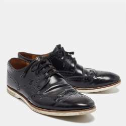 Pre Owned Louis Vuitton Black Brogues Leather Lace Up Derby Size 43