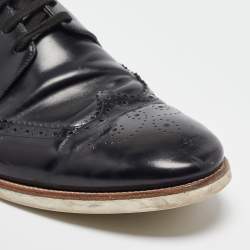 Pre Owned Louis Vuitton Black Brogues Leather Lace Up Derby Size 43