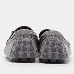 Pre Owned Louis Vuitton Grey Leather Slip On Loafers Size 41