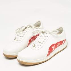 Louis Vuitton White/Monogram Canvas and Leather Low Top Sneakers Size 43