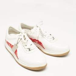 Louis Vuitton White/Monogram Canvas and Leather Low Top Sneakers Size 43