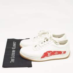 Louis Vuitton White/Monogram Canvas and Leather Low Top Sneakers Size 43