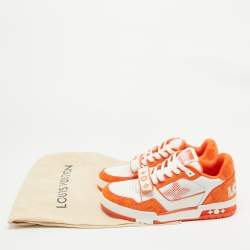 Louis Vuitton Orange Monogram Denim LV Trainer Sneakers Size 40