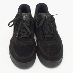 Louis Vuitton Black Suede LV Trainer Sneakers Size 41.5