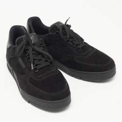 Louis Vuitton Black Suede LV Trainer Sneakers Size 41.5