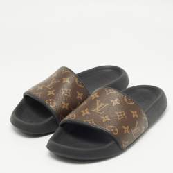 Louis Vuitton Brown Monogram Coated Canvas Waterfront Flat Slides Size 42