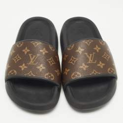 Louis Vuitton Brown Monogram Coated Canvas Waterfront Flat Slides Size 42
