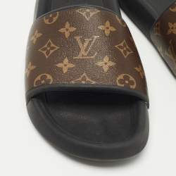 Louis Vuitton Brown Monogram Coated Canvas Waterfront Flat Slides Size 42