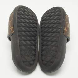 Louis Vuitton Brown Monogram Coated Canvas Waterfront Flat Slides Size 42