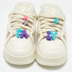 مملوكة مسبقًا Louis Vuitton White Leather LV Trainer Maxi Sneakers Size 44