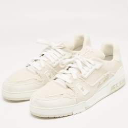 Louis Vuitton Cream Canvas LV Trainer Lace Up Sneakers Size 45