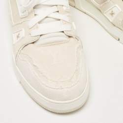 Louis Vuitton Cream Canvas LV Trainer Lace Up Sneakers Size 45