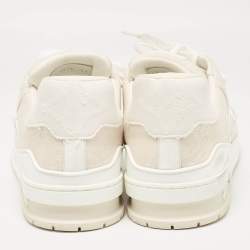 Louis Vuitton Cream Canvas LV Trainer Lace Up Sneakers Size 45