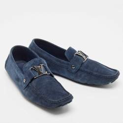مملوكة مسبقًا Louis Vuitton Dark Blue Suede Monte Carlo Loafers Size 43