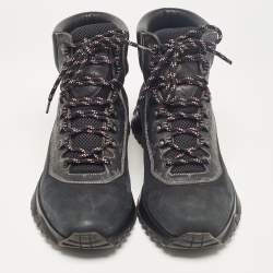 Louis Vuitton Black Monogram Canvas and Leather High Top Sneakers Size 45