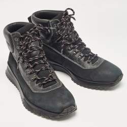 Louis Vuitton Black Monogram Canvas and Leather High Top Sneakers Size 45