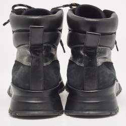 Louis Vuitton Black Monogram Canvas and Leather High Top Sneakers Size 45