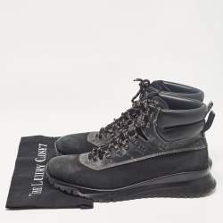 Louis Vuitton Black Monogram Canvas and Leather High Top Sneakers Size 45