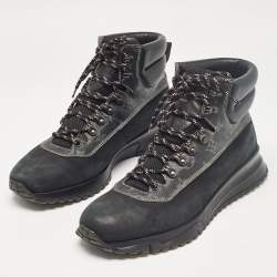 Louis Vuitton Black Monogram Canvas and Leather High Top Sneakers Size 45