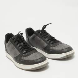 Louis Vuitton Black/Grey Monogram Canvas and Leather Rivoli Sneakers Size 42
