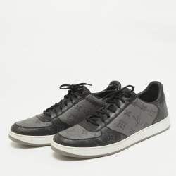 Louis Vuitton Black/Grey Monogram Canvas and Leather Rivoli Sneakers Size 42