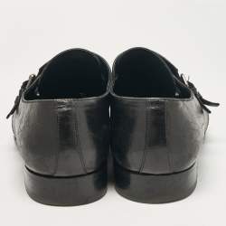 Louis Vuitton Black Damier Leather Monk Strap Derby Size 45