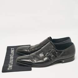 Louis Vuitton Black Damier Leather Monk Strap Derby Size 45