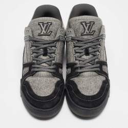 Louis Vuitton Grey Fabric and Suede Low Top Sneakers 42.5