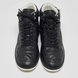 Pre Owned Louis Vuitton Black Leather High Top Sneakers Size 43