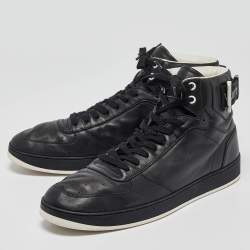 Pre Owned Louis Vuitton Black Leather High Top Sneakers Size 43