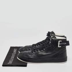 Pre Owned Louis Vuitton Black Leather High Top Sneakers Size 43