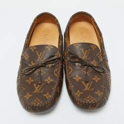 Louis Vuitton Brown Monogram Canvas Arizona Slip On Loafers Size 42