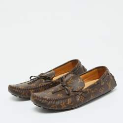 Louis Vuitton Brown Monogram Canvas Arizona Slip On Loafers Size 42