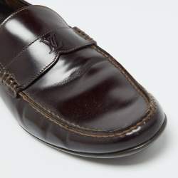 Pre Owned Louis Vuitton Brown Leather Loafers 42.5