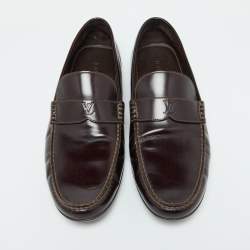 Pre Owned Louis Vuitton Brown Leather Loafers 42.5