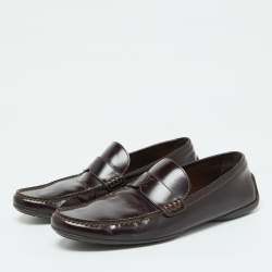 Pre Owned Louis Vuitton Brown Leather Loafers 42.5