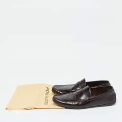 Pre Owned Louis Vuitton Brown Leather Loafers 42.5