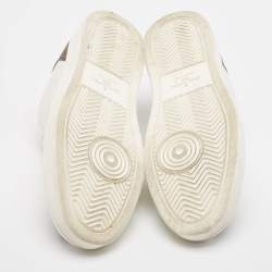 Louis Vuitton White/Brown Monogram Canvas and Leather Rivoli Lace Up Sneakers Size 40.5