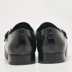 Pre Owned Louis Vuitton Black Damier Embossed Leather Delaware Loafers Size 47